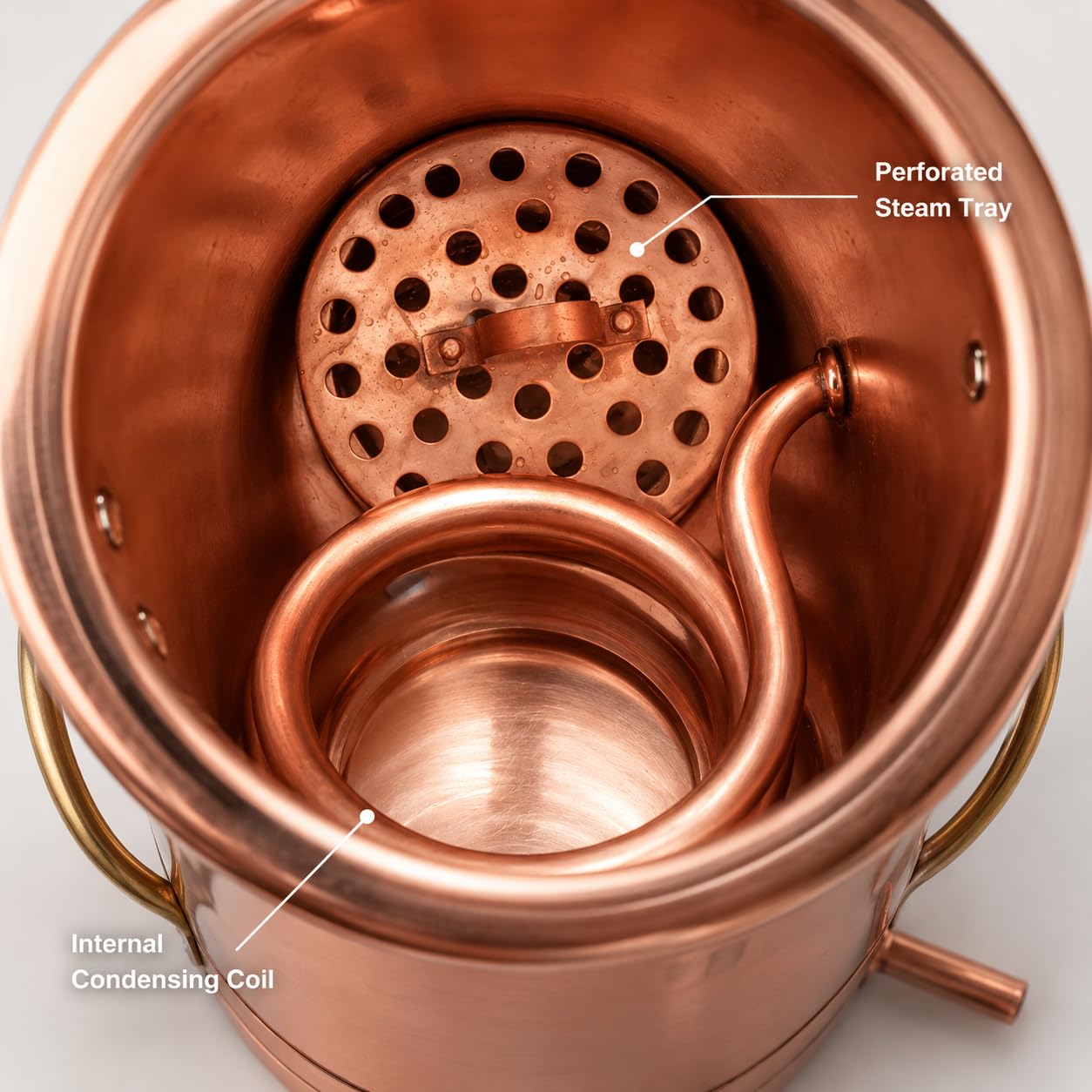 Kit de alambique de cobre para destilación doméstica, 2 L con termómetro para aceites esenciales y producción de whisky
