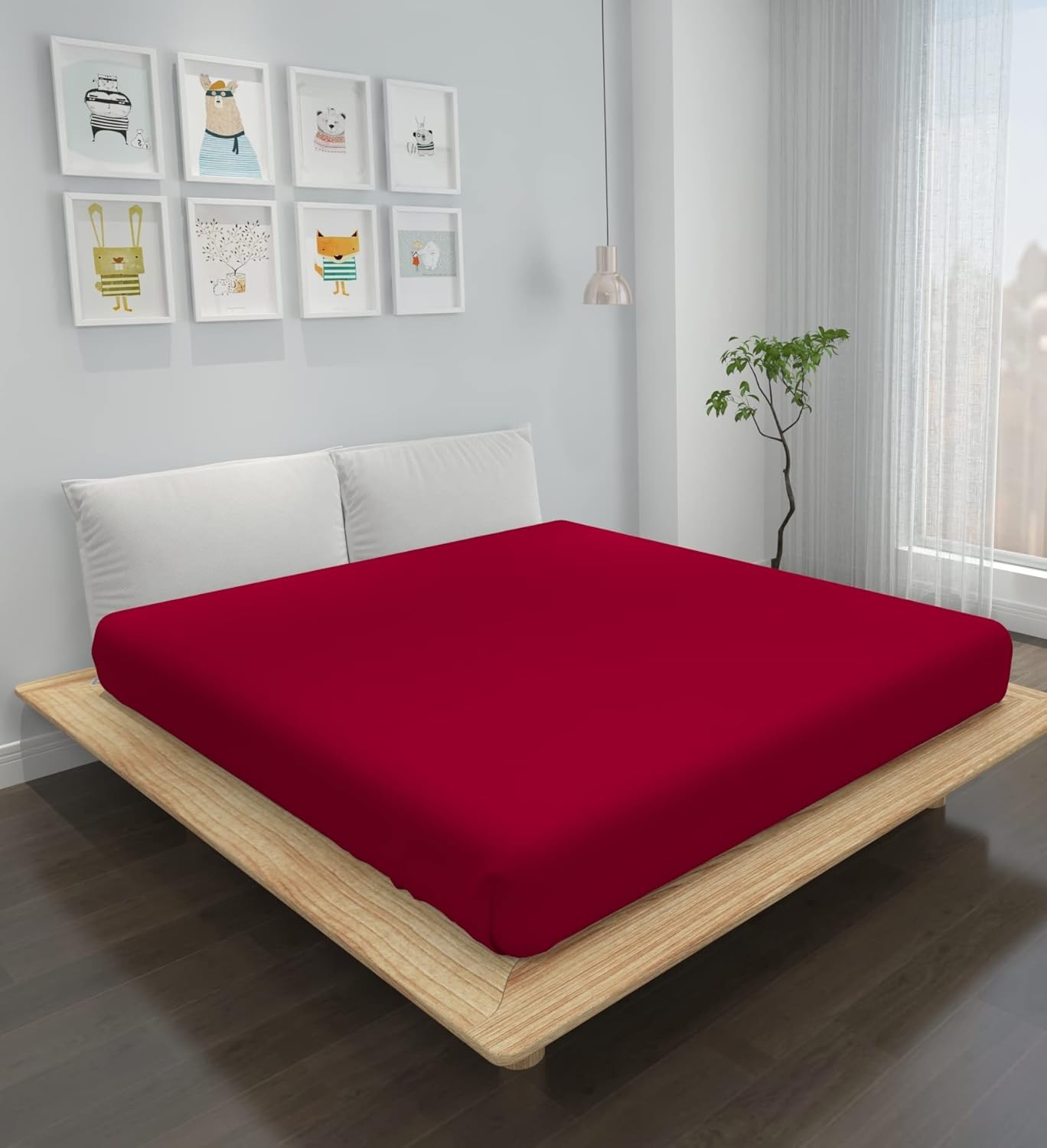 Voggle Glace Cotton 220 TC Solid Color Bedsheet for Double Bed Without