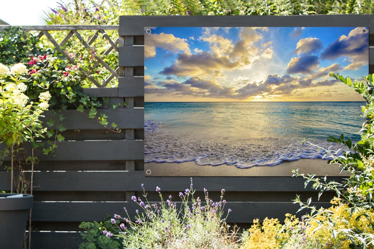 MuchoWow Outdoor-Poster 120x80 Cm – Tropisches Strandmotiv, UV-beständig, Mit Aufhängeringen