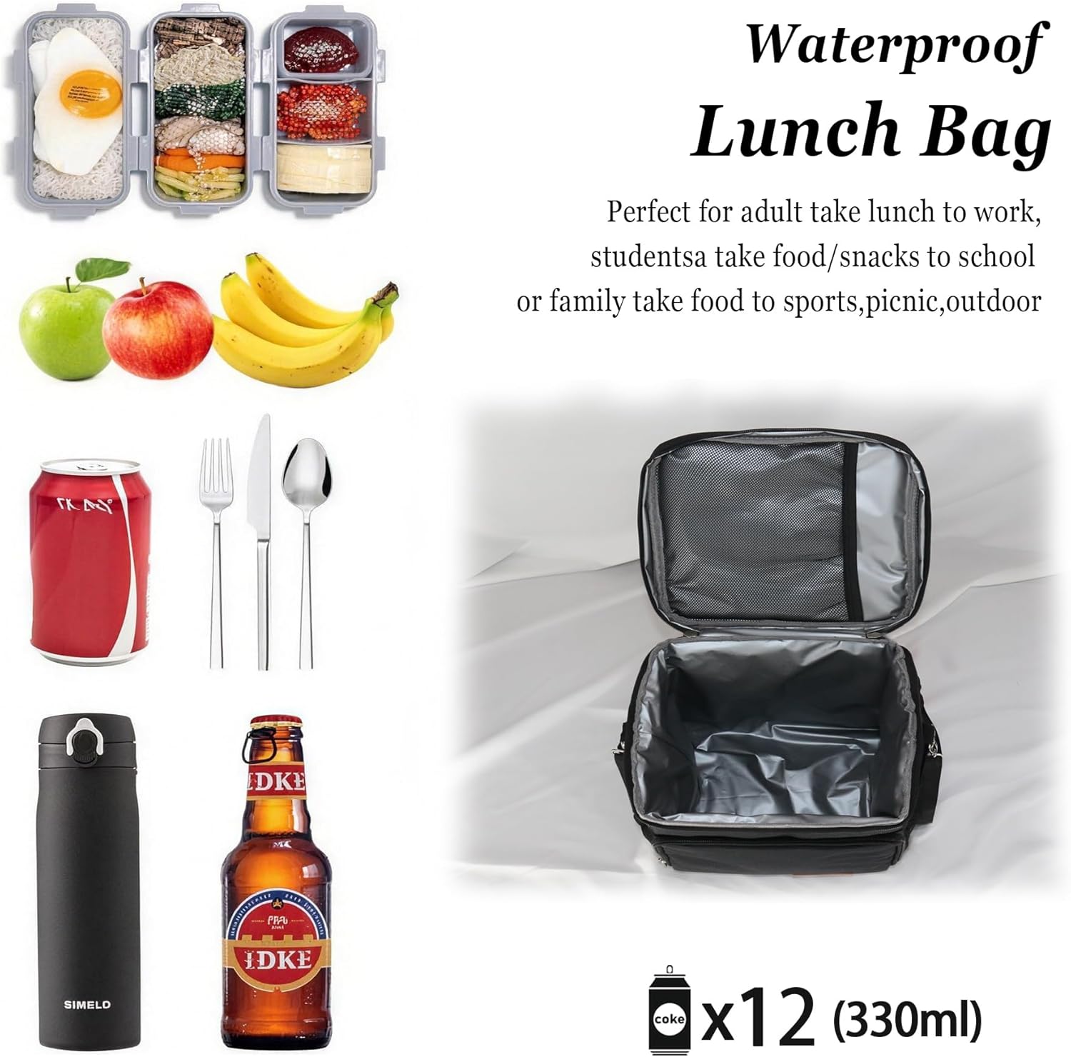 TuErcao Insulated Cooler Bag 6/24 Can Collapsible Leakproof Soft Sided Cooler for Car, Portable Foldable Small Ice Chest for Beach Camping Picnic Travel, 5/15qt Lunch Box for Men Work