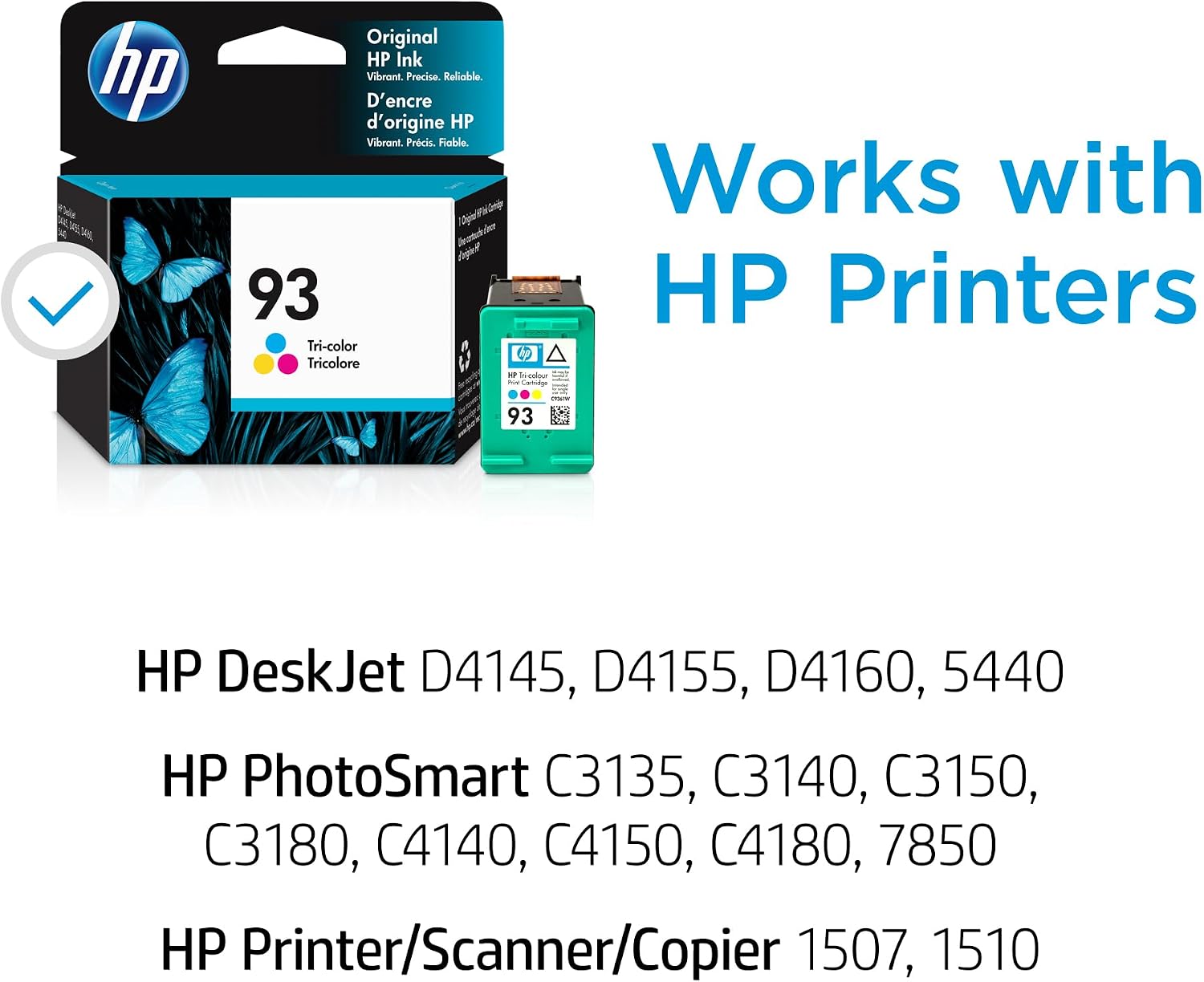 HP Original 93 Tri-Color Ink Cartridge | Works DeskJet D4100, 5440 PhotoSmart C3100, C4100, 7850 PSC 1500 Series | C9361WN