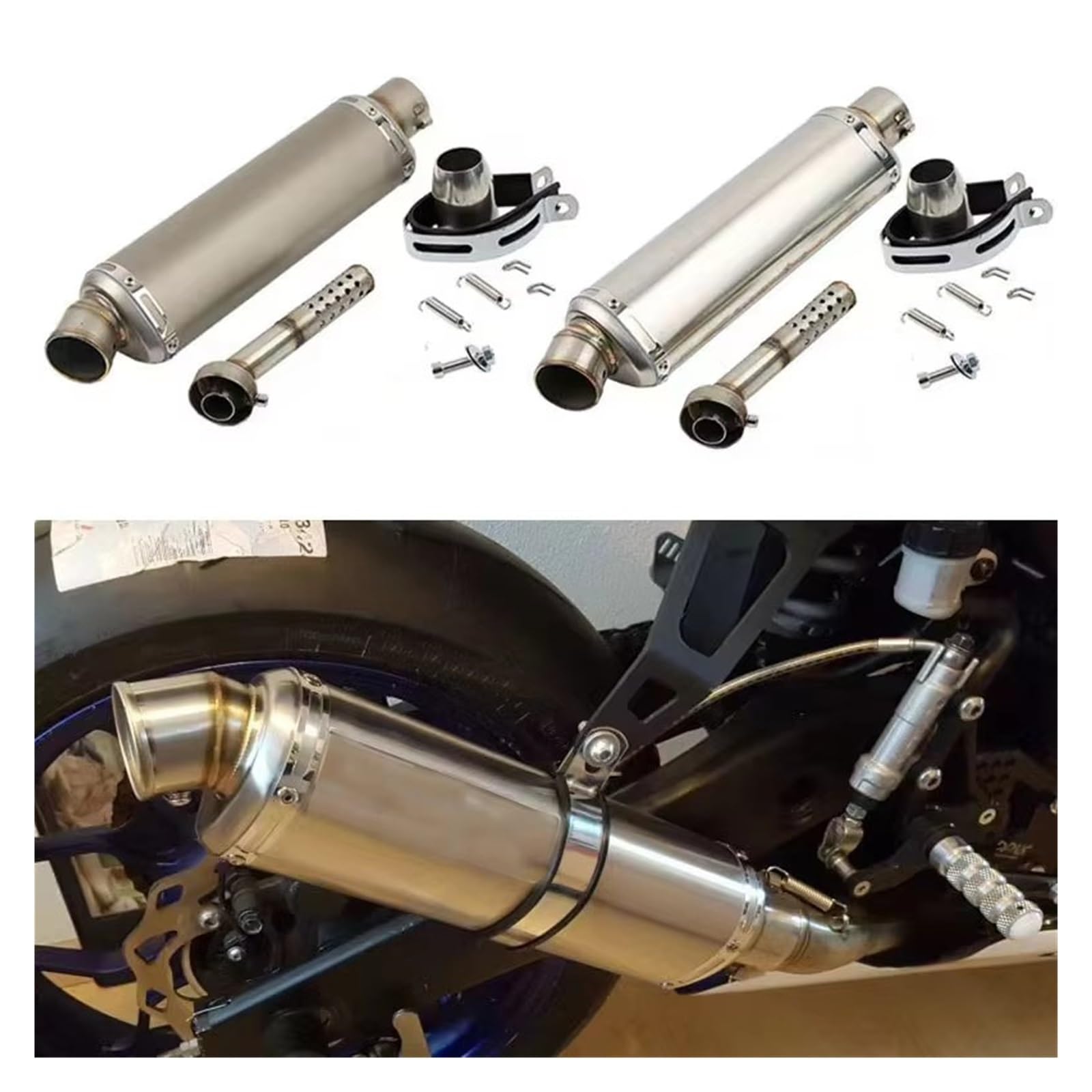 silencioso escape moto Para fz6 para pcx125 100cc-1000cc ATV GP Scooter | Silenciador de Escape Universal para motocicleta de 51mm, tubo de Escape de acero inoxidable de 310, 370 y 440mm(C3)