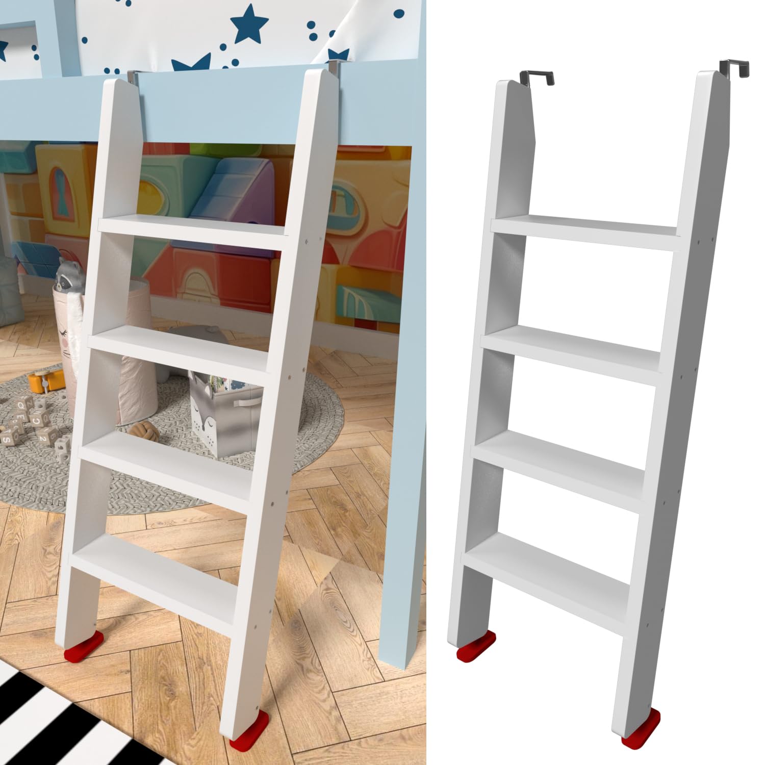 50" 55" 60" Black Wood Bunk Bed Ladder