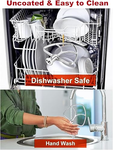 Miniatura 6 de Batidor plano de acero inoxidable para cuencos KitchenAid de 4.5 a 5 cuartos de galón, apto para Classic, Classic Plus y Artisan Serie K45SS, KSM75,