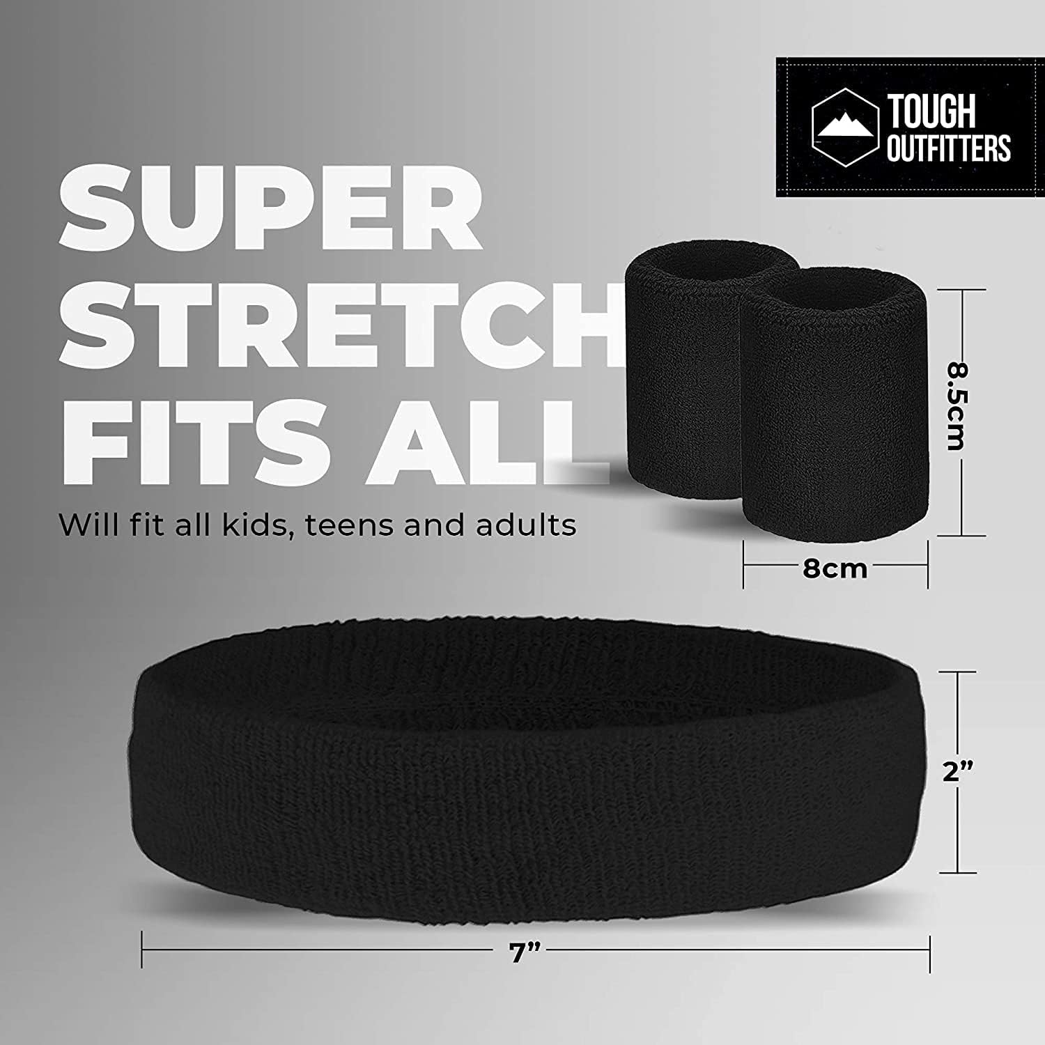 Sports Fan Sweatbands Set, Headband &Wristbands for Tennis, Working Out, Sports, Basketball, Gym and Exercise, Terry Cloth High Stretch for Men Women : Sports & Outdoors