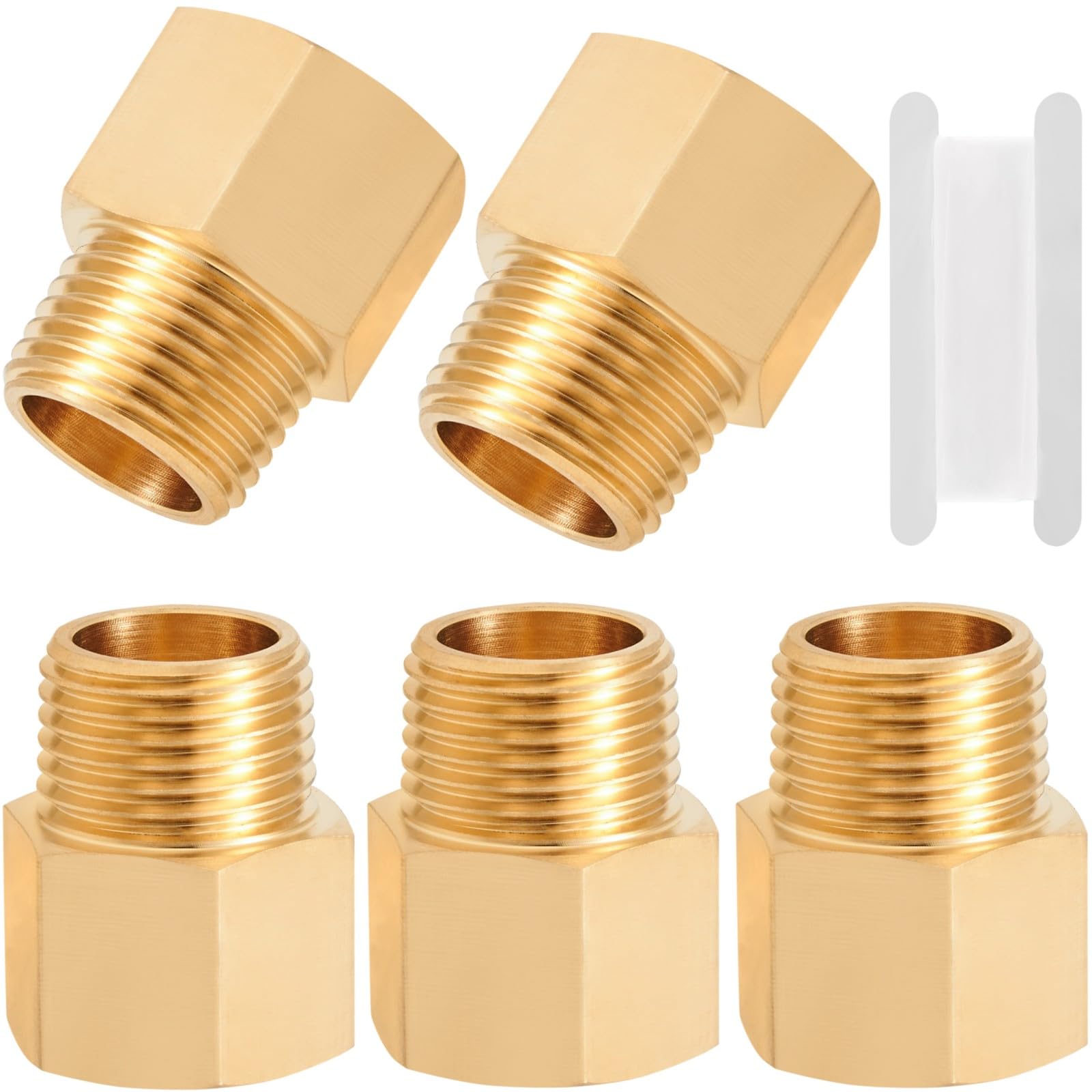 Brass Pipe Fitting,1/2 Inch NPT Male to 1/2 Inch NPT Female Brass Pipe Hose Tube Fitting 1/2'' Male NPT to 1/2'' Female NPT Reducer Adapter 5pcs (1/2 npt male x 1/2 npt female)