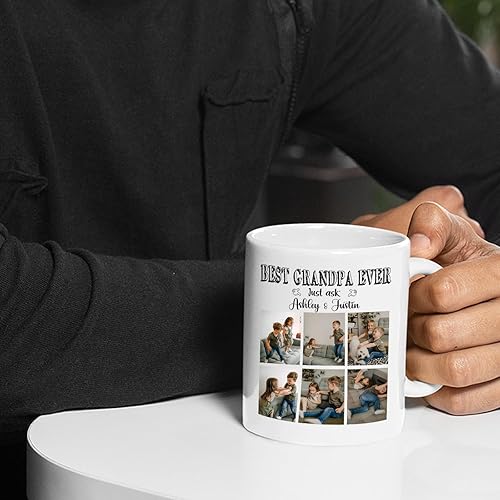Miniatura 6 de Best Grandpa Ever Coffee Cup Gift For Fathers Day, Personalized Papa Grandpa Coffee Mug, Papa White Cup 11 Oz 15 Oz, Customized Photo Name Travel
