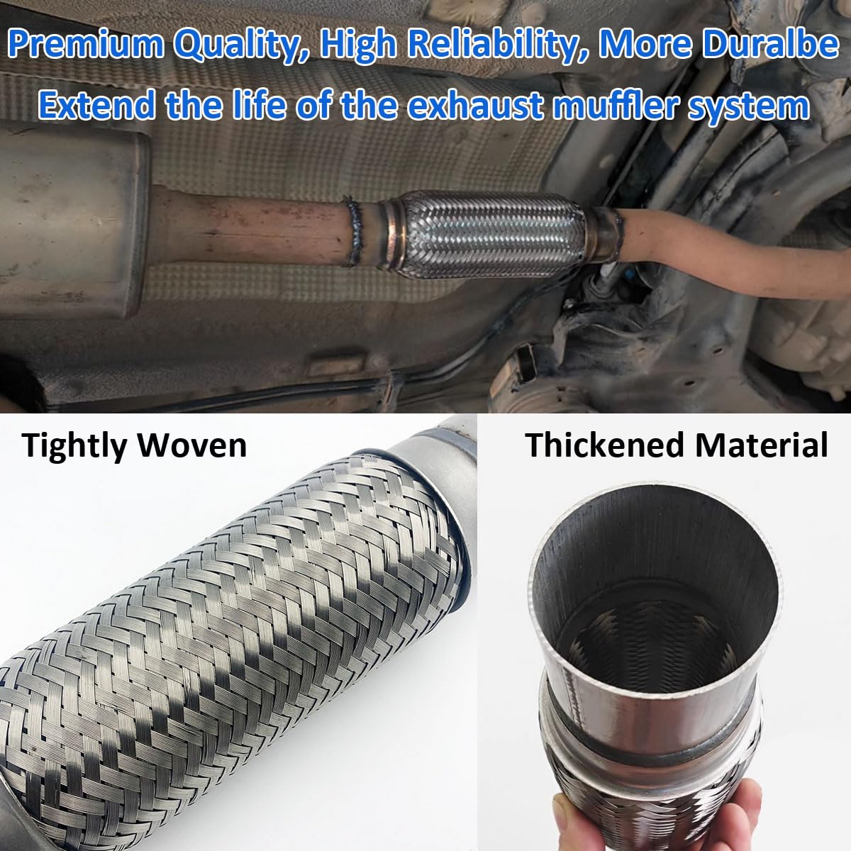 Tuyau Flexible d'échappement de Voiture 63mm X 200mm/300mm Échappement Flex Tuyau Double Tresse Tuyau Flexible de Réparation Acier Inoxydable Tube D'échappement Joint Flex