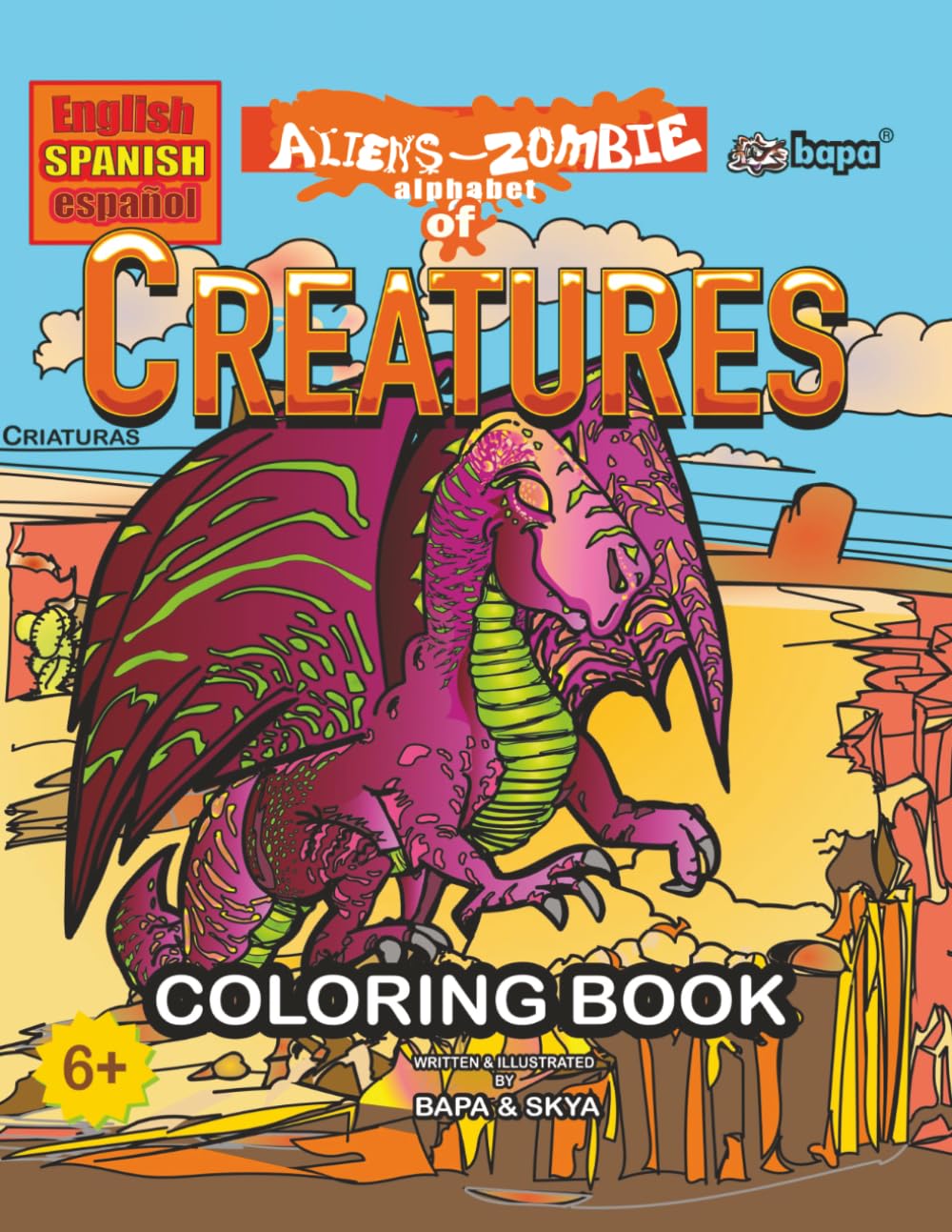 Aliens - Zombie Alphabet of Creatures Coloring Book: English - Spanish