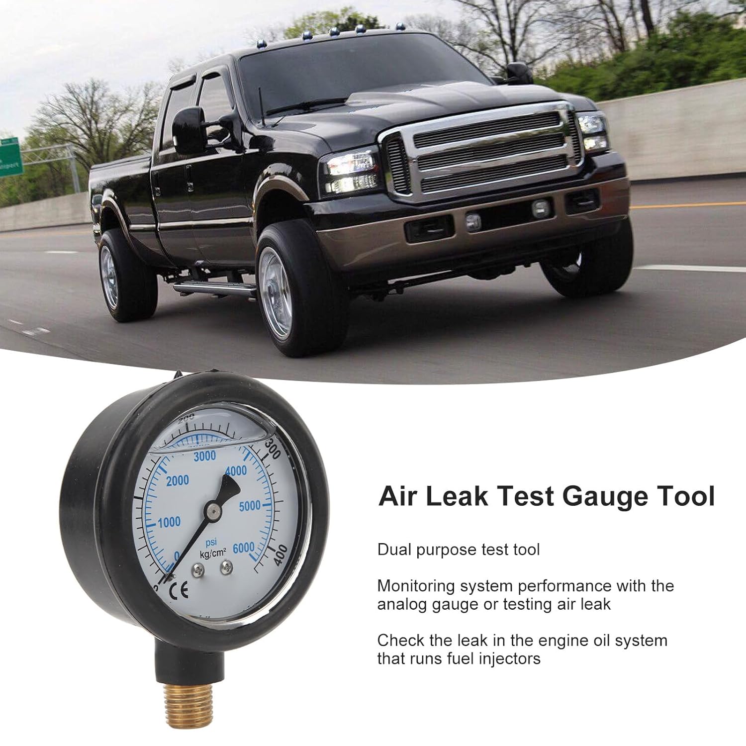 Air Leak Test Kit, for Hpop Test Tool, High Pressure Oil System IPR Air Test Fitting Tool Kit Oil Leak Tester with Test Gauge for 6.0L 7.3L