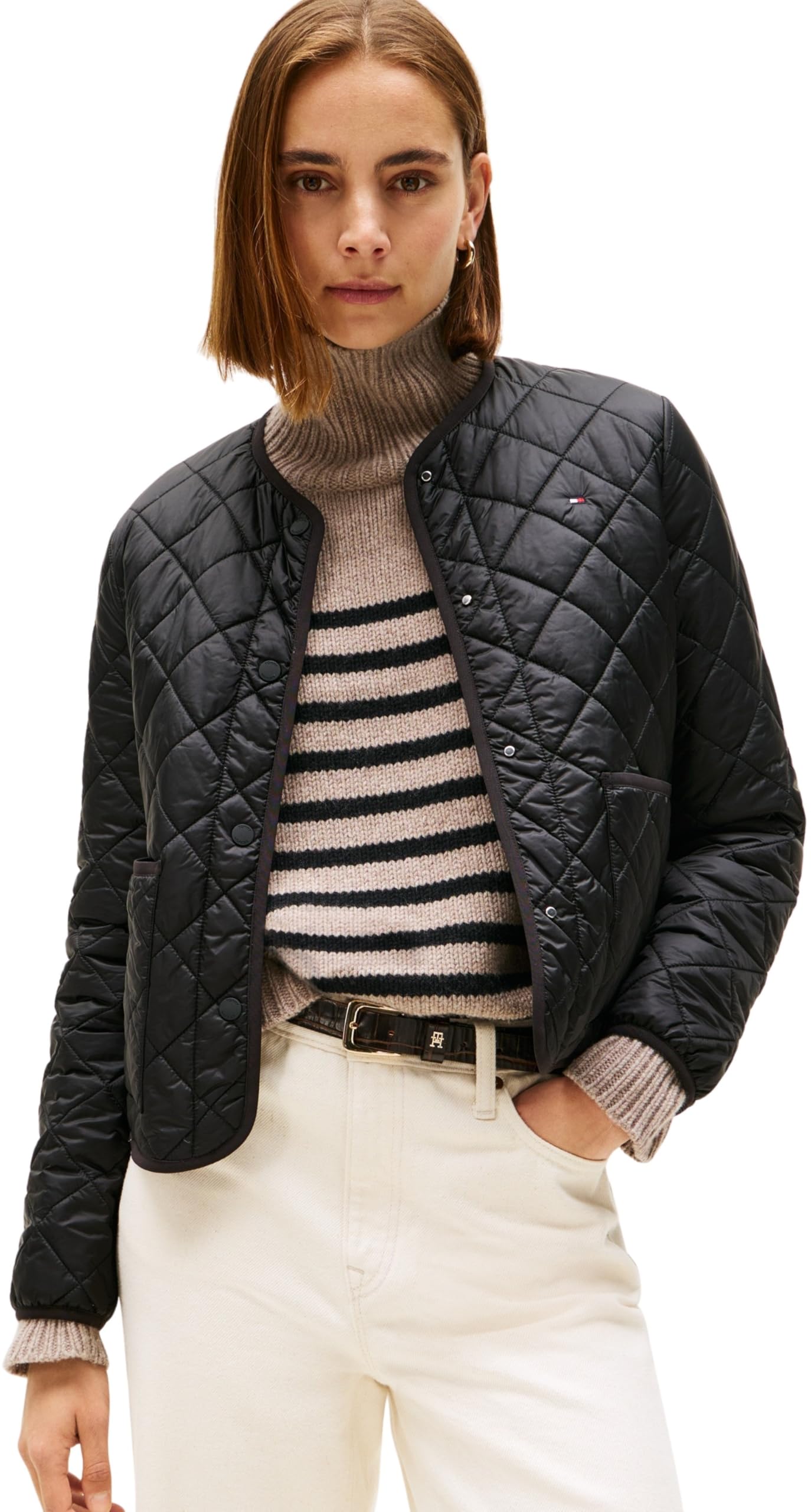 Tommy Hilfiger Women’s Water Repellent Quilted Jacket, Black (Black), XS