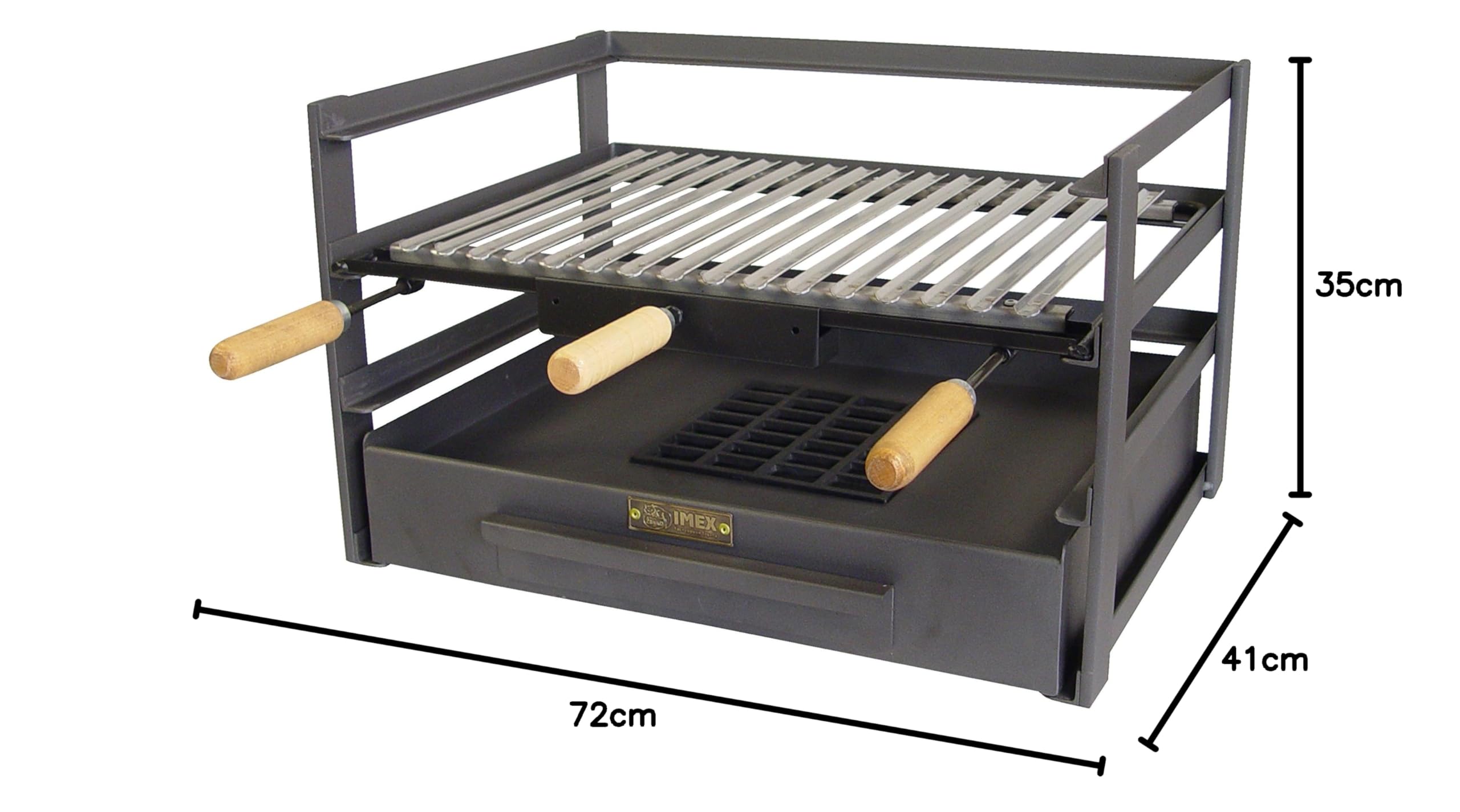 Imex El Zorro - Cajón Barbacoa con Parrilla Inoxidable | 72x41x35 cm | Diseño Robusto y Compacto para Parrilladas al Aire Libre