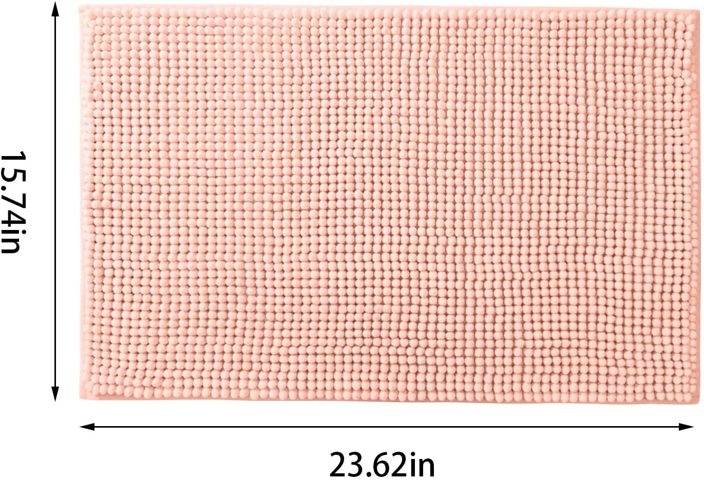 Bathroom Rug Mat,Luxury Chenille Super Soft Absorbent Rug,16"x24" Non-Slip Quick Dry Microfiber Mats,Machine Washable Rubber Backing Bath Mat,Bath Rug Mats for Floor,Tub and Rain Showers (Coral) - Image 3