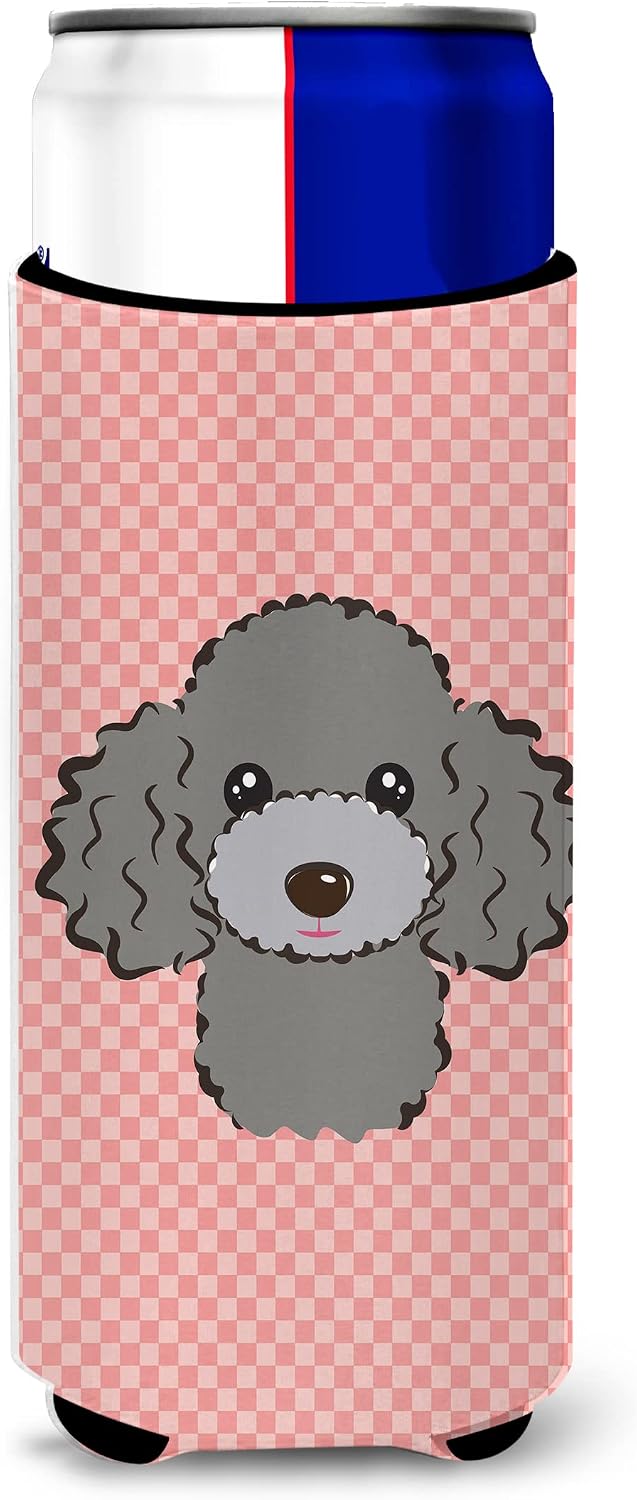 Caroline's Treasures BB1221TBC Checkerboard Pink Pekingese Tall Boy Hugger Can Cooler Sleeve Hugger Machine Washable Drink Sleeve Hugger Collapsible Insulator Beverage Insulated Holder image 2