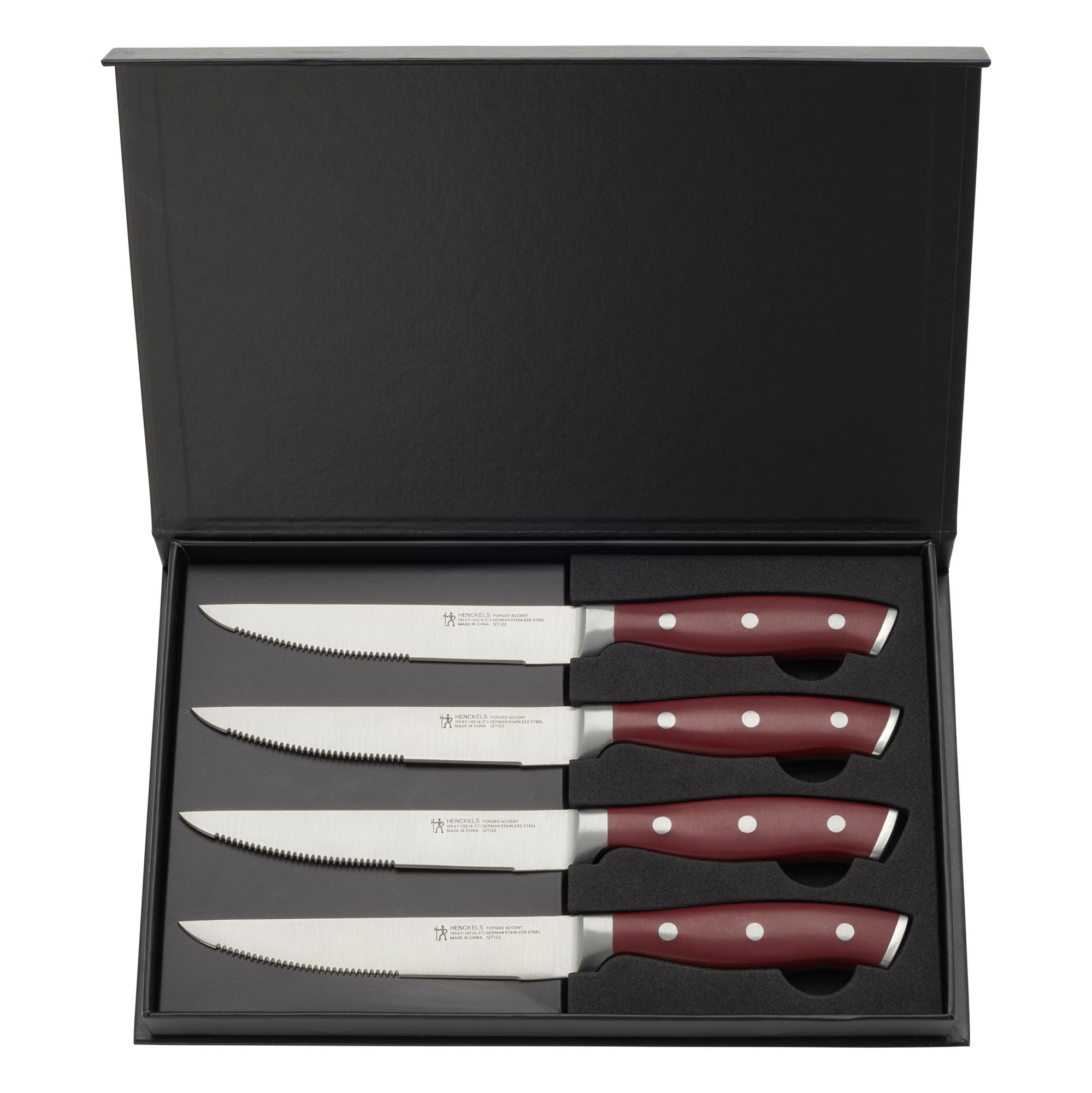 HENCKELS - Cuchillos para carne, acero inoxidable, Rojo, 4-pc