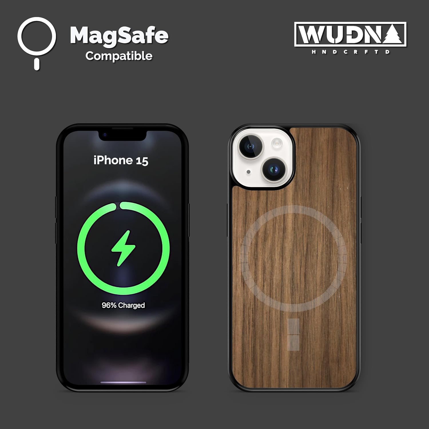 WUDN Slim Wooden Phone Case (Rock Climber Cedar Sky) Compatible with iPhone 15 with MagSafe