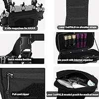 Vista 28 de YAKEDA - Chaleco táctico con bolsillo para revista, ajustable, desmontable, corte láser, modular Molle