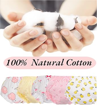 Baby Girl Cotton Panty Diaper Covers - Cute Baby Underwear 5 Pack Classic Ruffle Fancy Bloomers - Soft Babys Underwear Unisex Toddler Clothes Mulitpack Undies Comfortable Brief