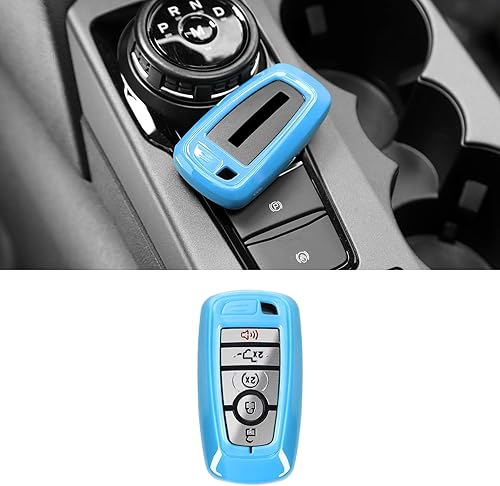 RAZPOY Funda para llavero, protector compatible con Ford F-150 Explorer 2018-2023 y Ford Bronco & Bronco Sport 2021-2023, azul claro