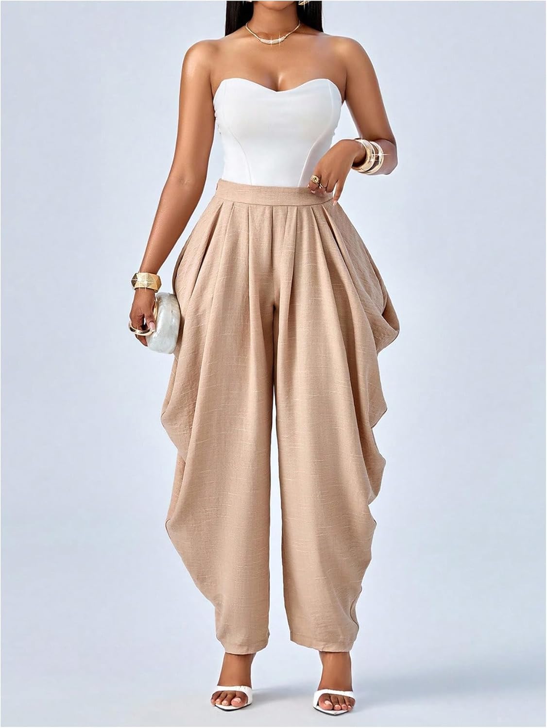 Milumia Women's Boho Baggy Harem Pants Elastic High Waist Casual Lounge Trousers with Pockets - Image 3