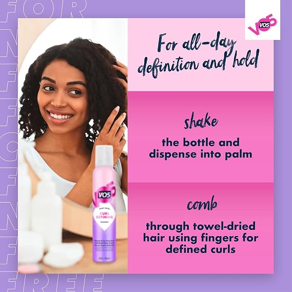 VO5 Curl Defining Mousse with Definition and Hold, Perfect for Curly Hair Provides Bouncy Natural Frizz Free Lasting Curls Protect from Heat Damage, 200ml (Pack of 6)