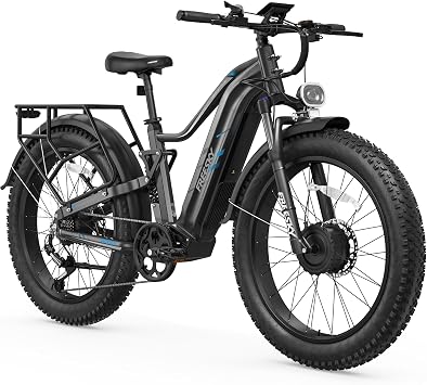 FREESKY Eurostar Turbo Dual Motor Ebike for Adults 3500W 200NM Electric Bike, 48V 25Ah Battery, 34MPH &105-Mile Fast E Bike,26"Fat Tire Full-Suspension All-Terrain Mountain E Bicycle - UL2849 by TUV