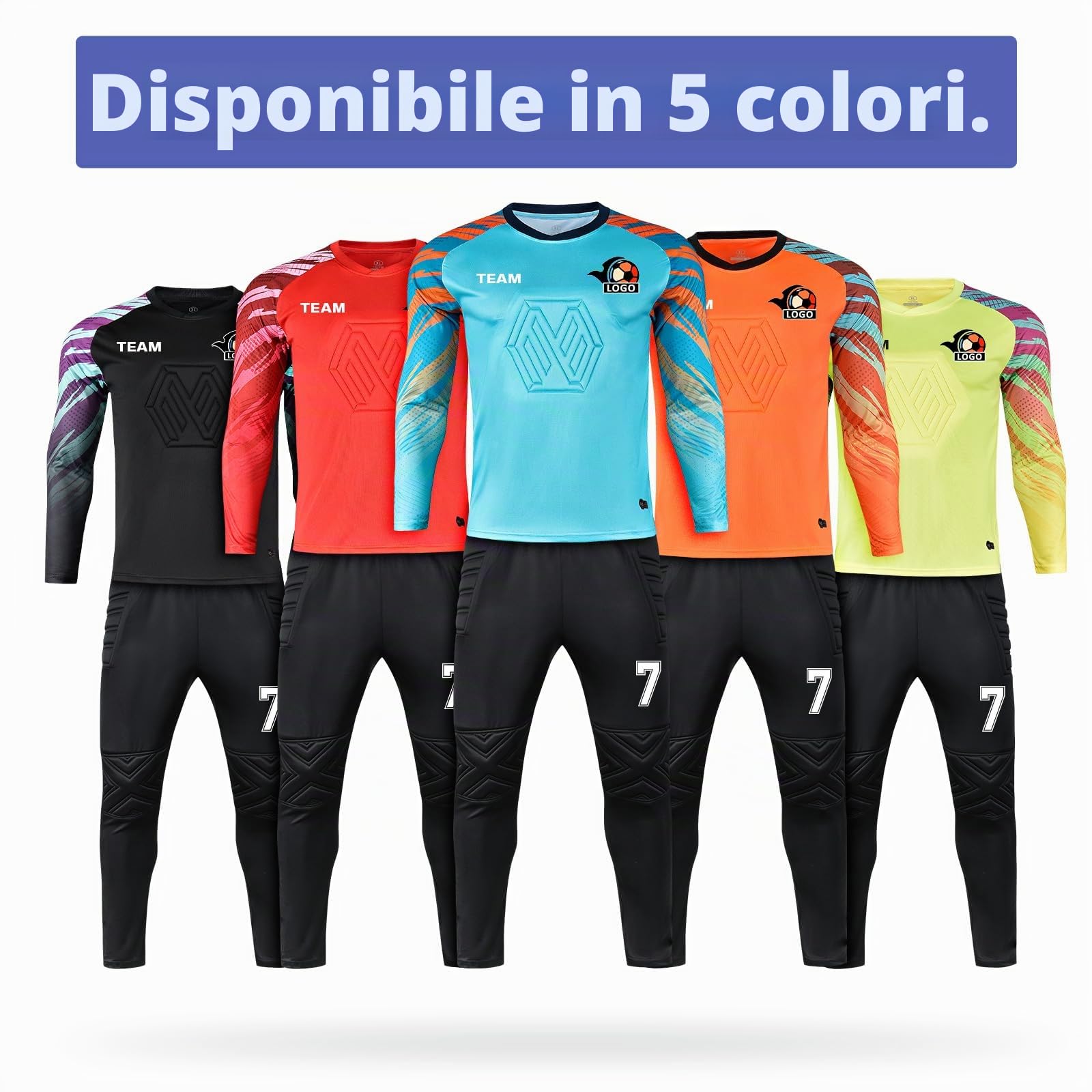 LAIFU - Maglia da portiere, set adulto/bambino, personalizzabile, Blu, S