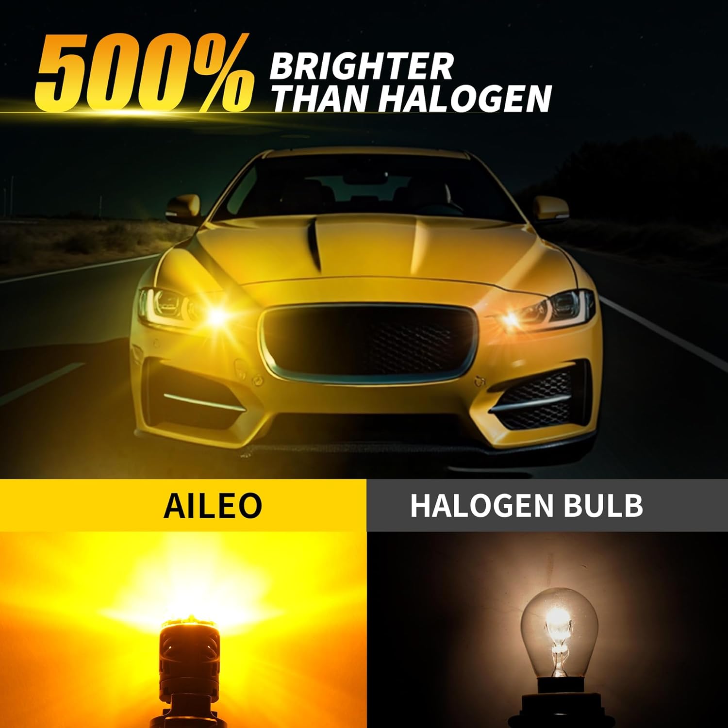AILEO 7507 LED Turn Signal Bulb Amber Yellow, Super Bright PY21W BAU15S 2641A 12496, CANBUS Error Free Anti Hyper Flash, Front & Rear Indicator Light, Pack of 2