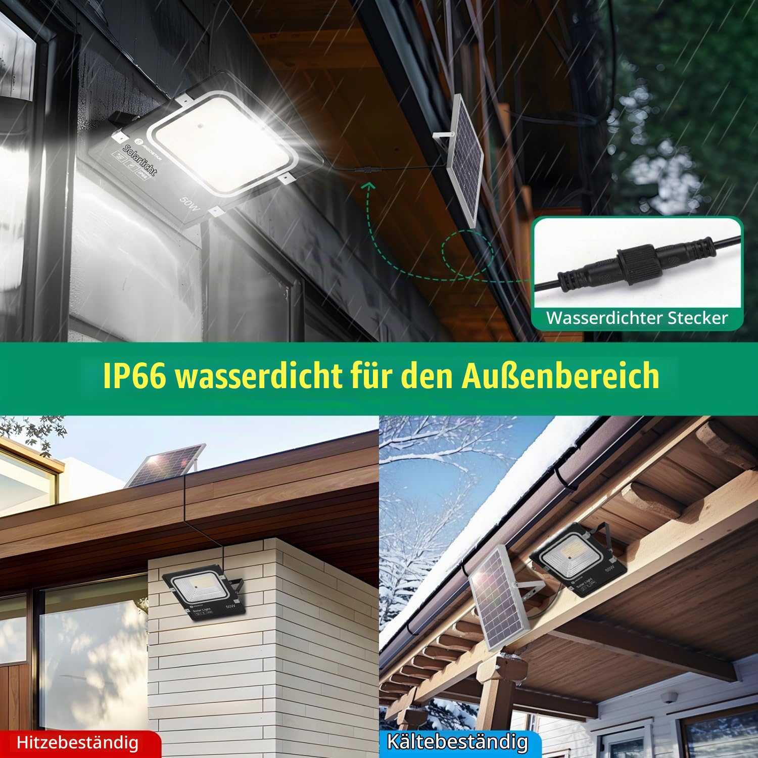 Aigostar-Solar LED Strahler Außen mit Große Solarpanel,5 m Kabel,Dimmbar 3000K/4500K/6500K,8000mAH,Große Batteriekapazitä,IP66,Solarlampen für Außen Gärten,Solarleuchte mit Fernbedienung,2 Stück