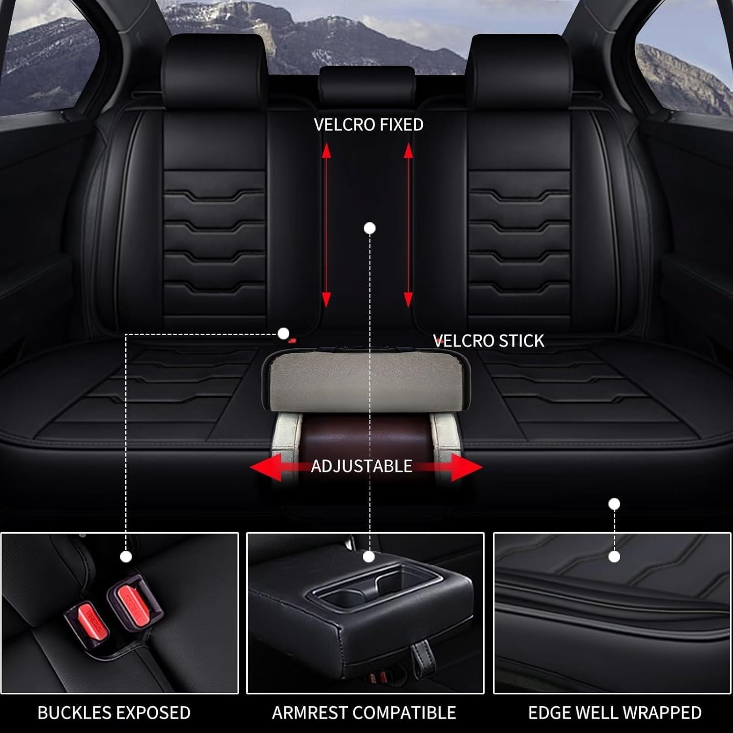 Seat Covers Fit for Rogue 2009-2024 2025 2026 Seat Covers Full Set Car Seat Covers Faux Leather Breathable Waterproof Car Seat Protector (5 Seats, Black)