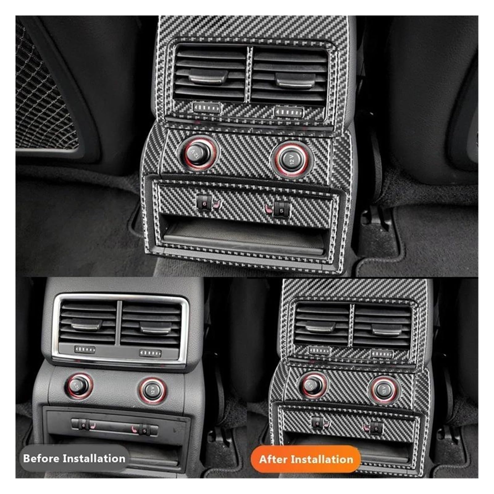 decoraciones interiores coche Rejillas de ventilación traseras para coche, marco salida aire, pegatina decorativa, accesorios interiores para Q7 2007-2015