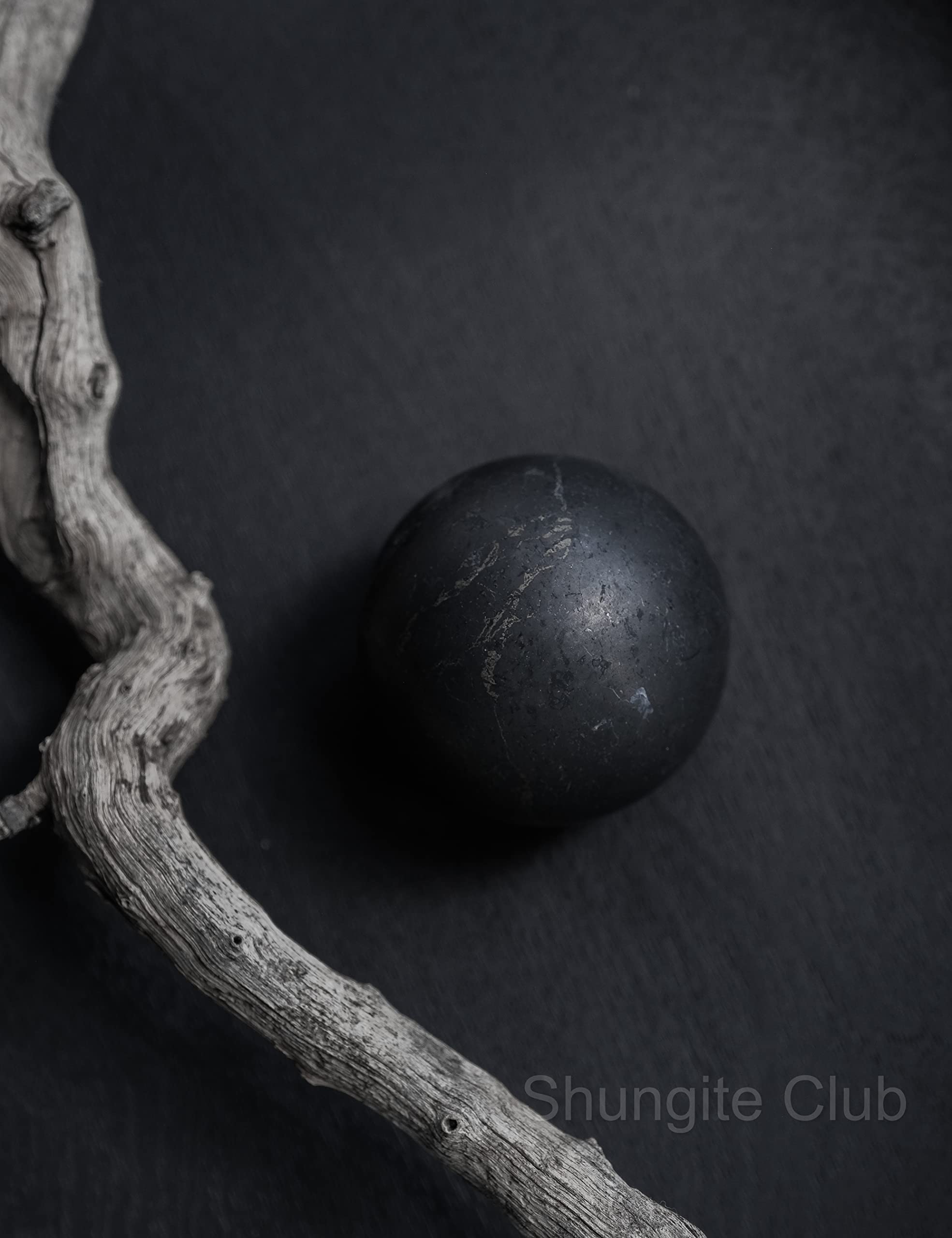 Shungite Club Unpolished Shungite Sphere 80 mm Decorative Crystal, Healing Ball, Meditation, Natural Gemstone, Home Decor