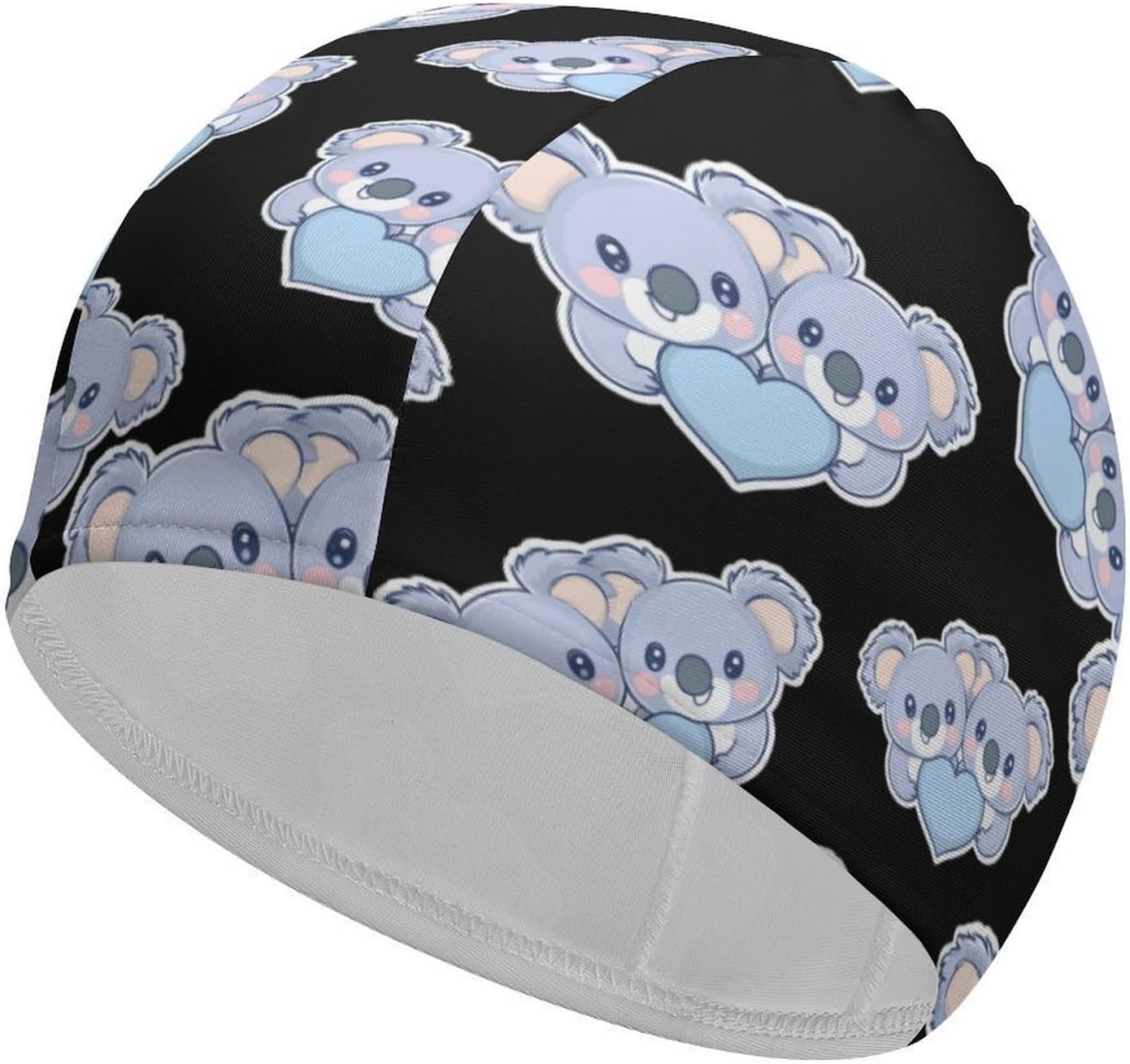 Cute Koalas with Love Heart Womens Swim Cap for Men Adult Swimming Hat Curly Short Medium Long Hair