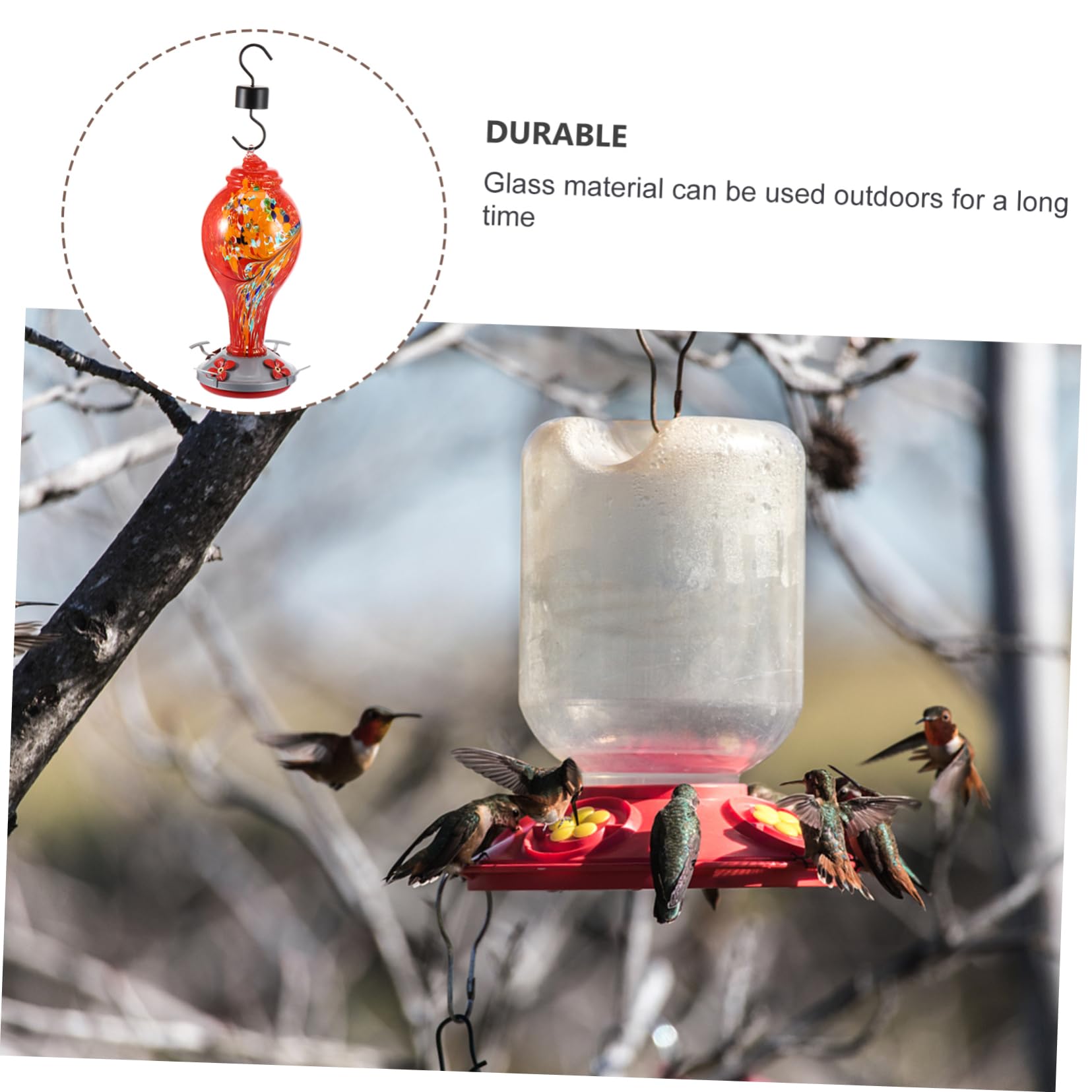 UPKOCH Glas-Hummingbird-futterhaus Hängendes Vogelfutterhaus Für Draußen Geeignet Für Kleine Vögel Wie Kanarienvögel Und Papageien Robustes Und Vogelsicheres Material