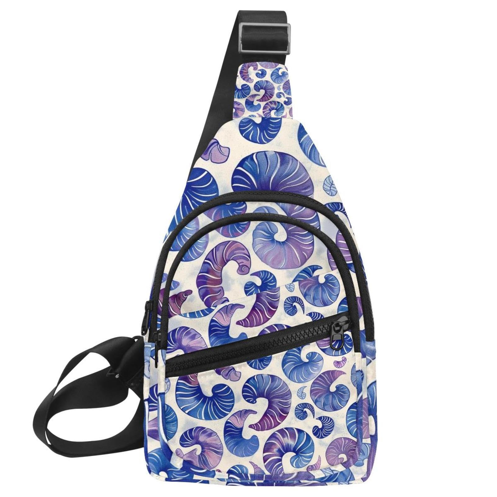 Mochila cruzada Morado Seashell con correa ajustable para evitar rebotes 7