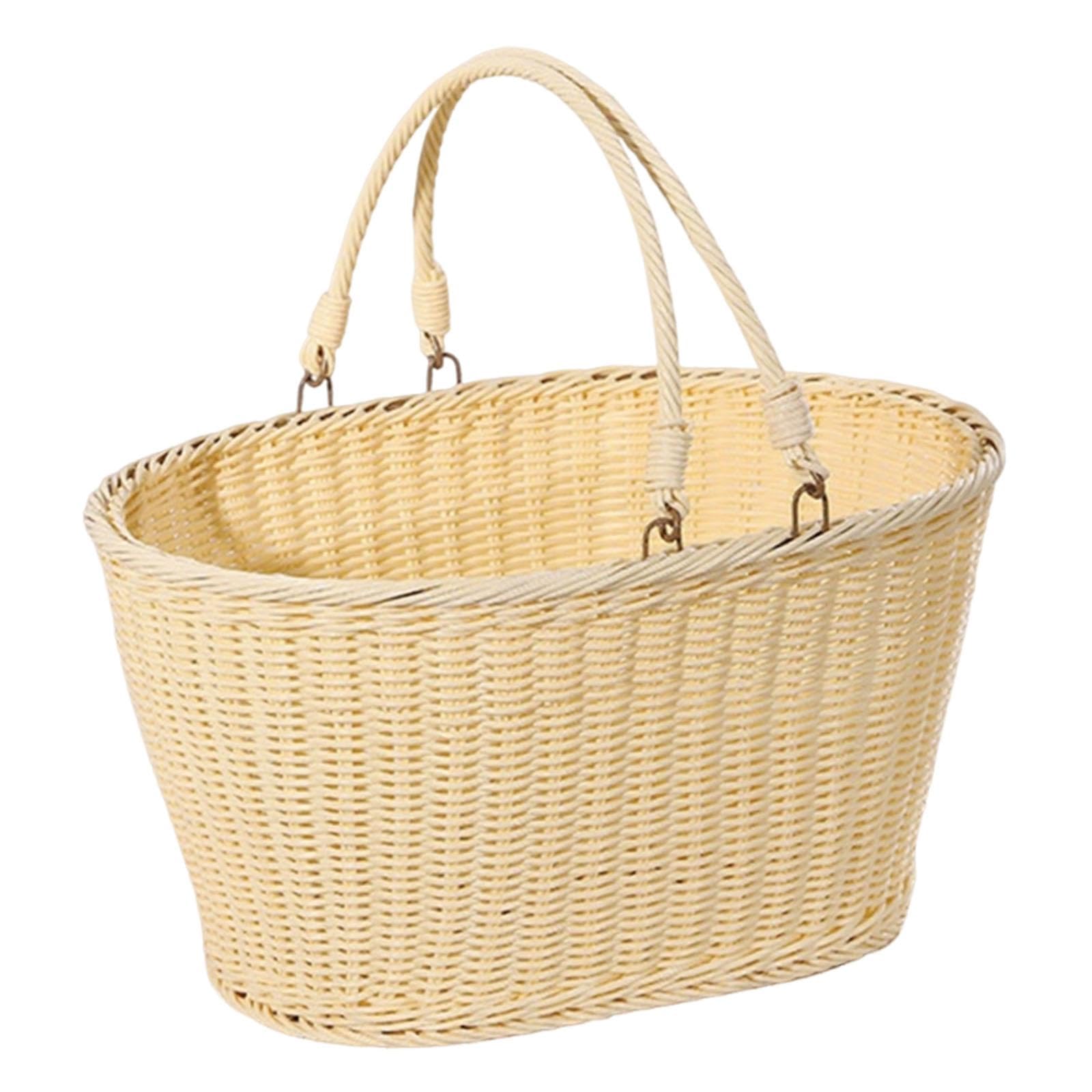 Panier de cuisine en rotin imitation 35cm avec poignée et cadre en fil de fer