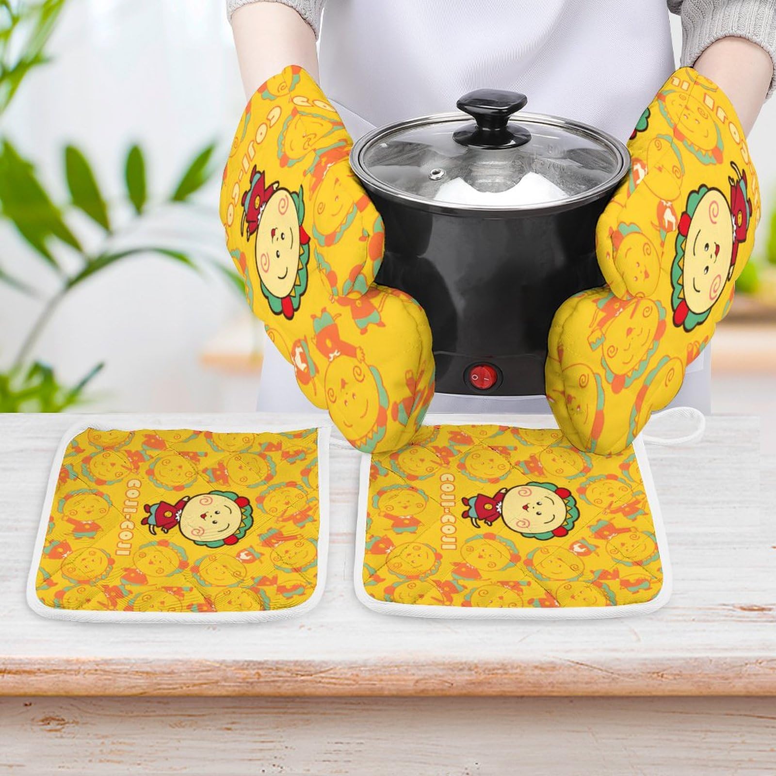 Amazon.co.jp: コジコジ 鍋つかみ ミトン 4点セット オーブンミトン 鍋