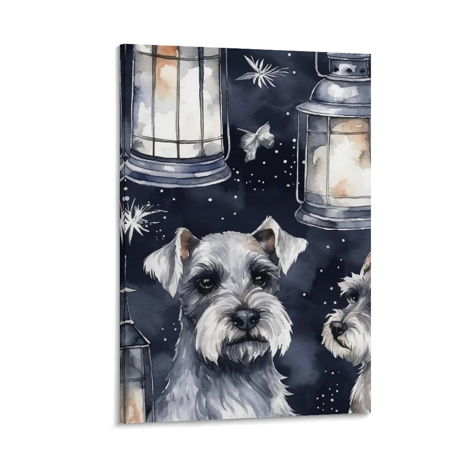Canvas Wall Art for Living Room 16"x24" Modern Artwork Painting Pictures Hanging Canvas Prints Dog And Lantern Aesthetic Wall Art for Bedroom Bathroom Office Wall Art Print Decor Dog And Lantern Canv