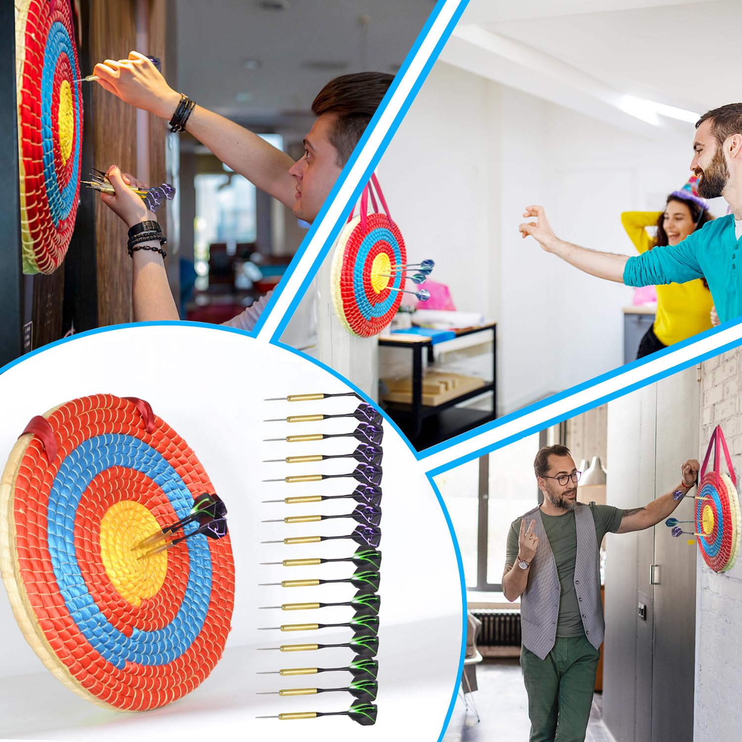 Bersaglio con cannuccia, bersaglio da 40 cm, bersaglio per adulti, per alleviare lo stress e l'ansia, con 16 freccette con punta in acciaio