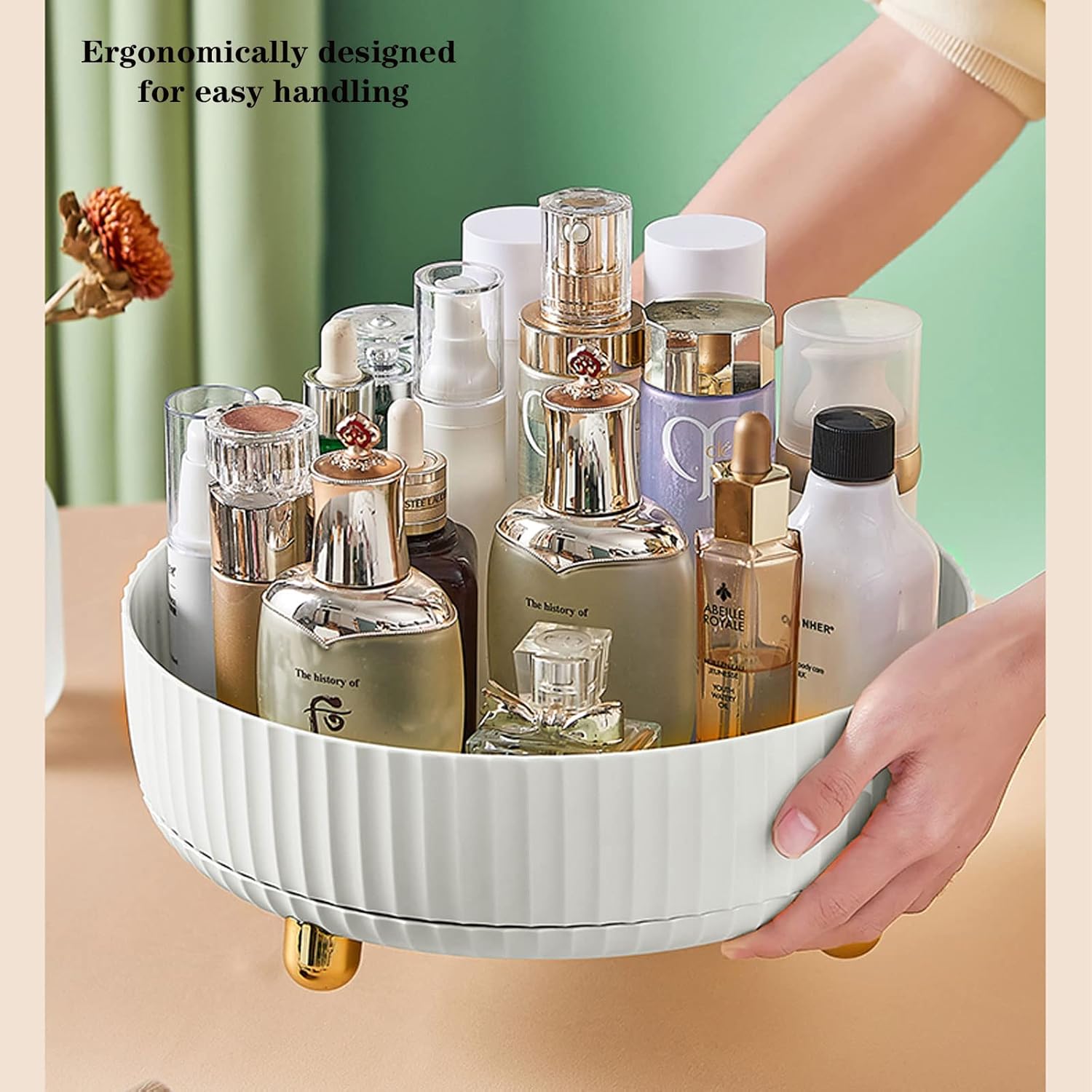 N A Makeup Organizer Fully Open Makeup Display Boxes, Desktop jewelery Lip Glaze Storage Frame Eye Shadow Storage Box Lipstick Cosmetic Storage Box for Bathroom, Dresser, Countertop Bedroom, Orange