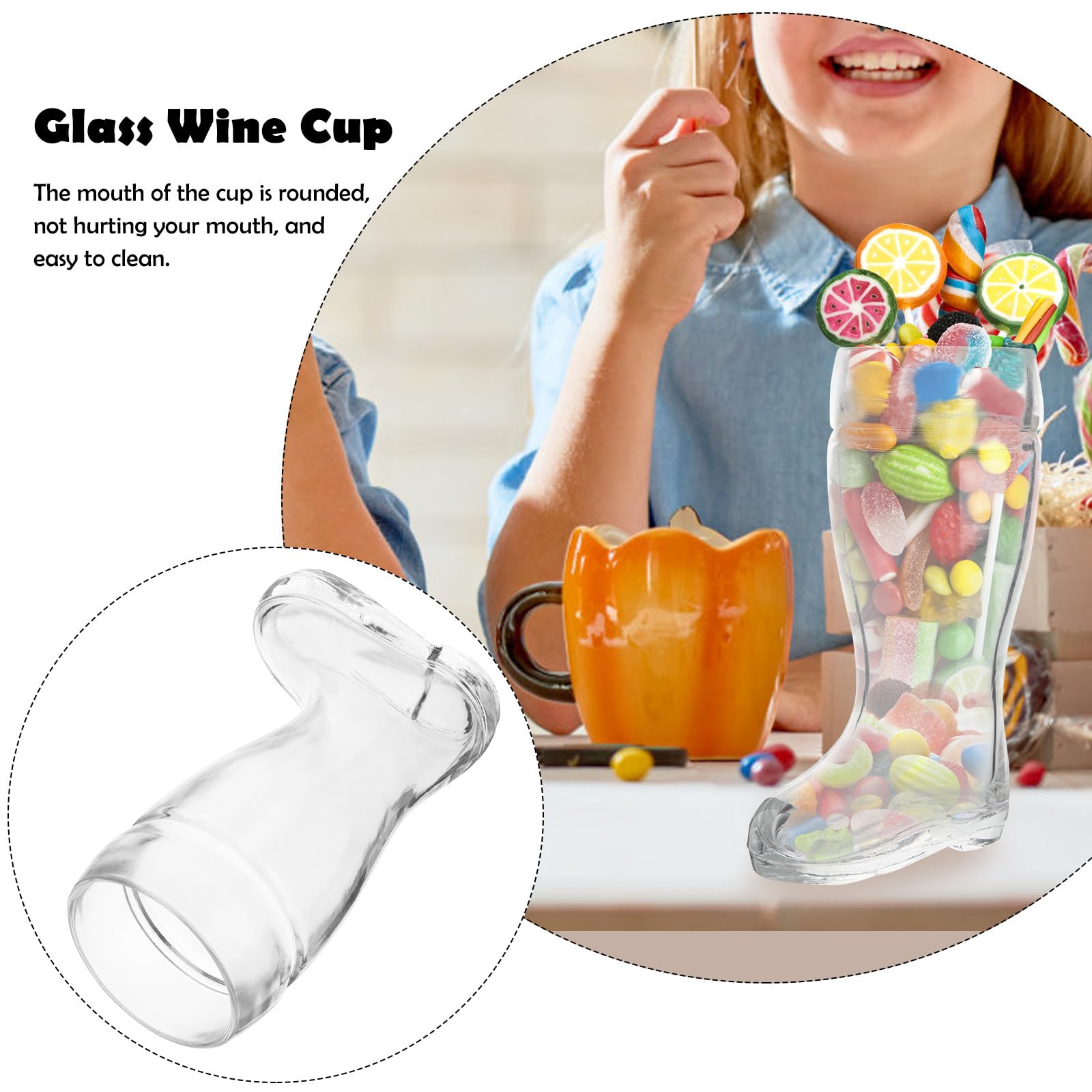 Cabilock Copa de Vino de Cristal Forma de Bota 580 Ml Vidrio Transparente Resistente al Calor Vaso Creativo para Bar Discoteca y Decoración del Hogar