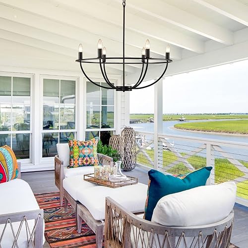 Miniatura 4 de Black Chandeliers for Dining Room 6-Light Farmhouse Dining Room Light Fixtures, Rustic Industrial Kitchen Island Lighting, for Living