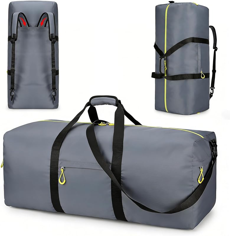 100L Large Duffle Bag for Travel, Camping - Grey | 3 In 1 Travel Duffel Bags for Men and Women, Foldable Duffle Backpack for Traveling, Ideal for Moving, Weekend, Overnight