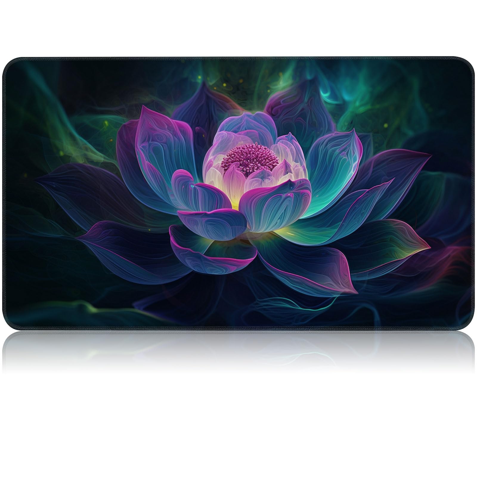 for MTG Game Playmat, for Magic TCG Rubber Play mat,Tabletop Card Playmats with Smooth Surface,Trading Card Inked Game Mat,Battle Game,Glowing Lotu