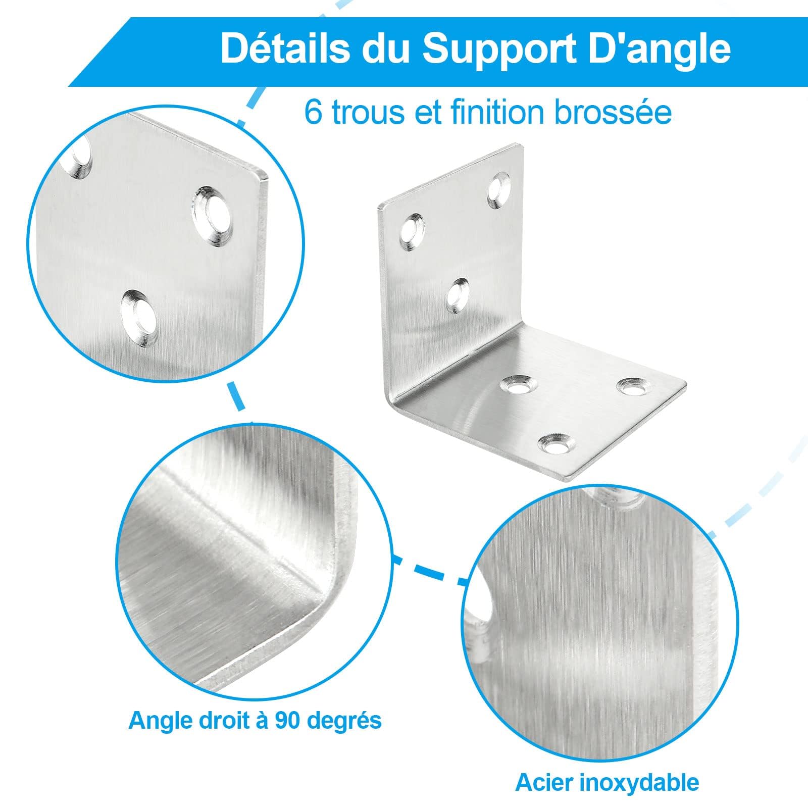 ASelected Lot de 30 Équerre d'assemblage Renforcée Inox, 50x50x50mm Aicer Plaque Equerre Inox, Equerre Metal pour Fixation de Inox pour Fixation et Réparation Meubles
