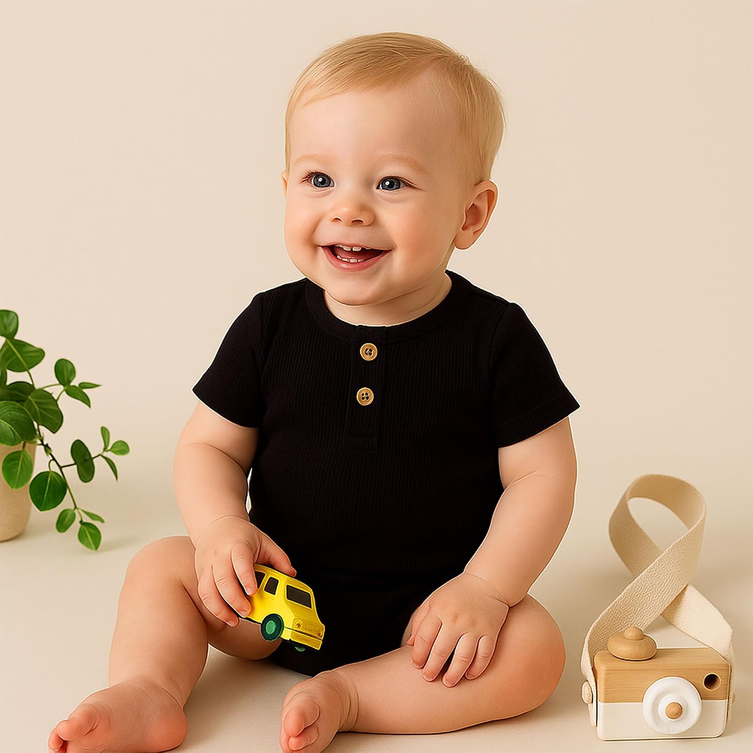 ROMPERINBOX Bamboo Onsies Baby Boy Short Sleeve 3 Pack Baby Bodysuit for Newborn Infant 0-24 Months, Viscose from Bamboo