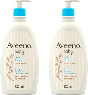 Aveeno Baby Lotion, Daily Moisturizing Cream for Sensitive Skin, Natural oat, Fragrance Free, Paraben Free, Pack of 2 (1064 ml Total)