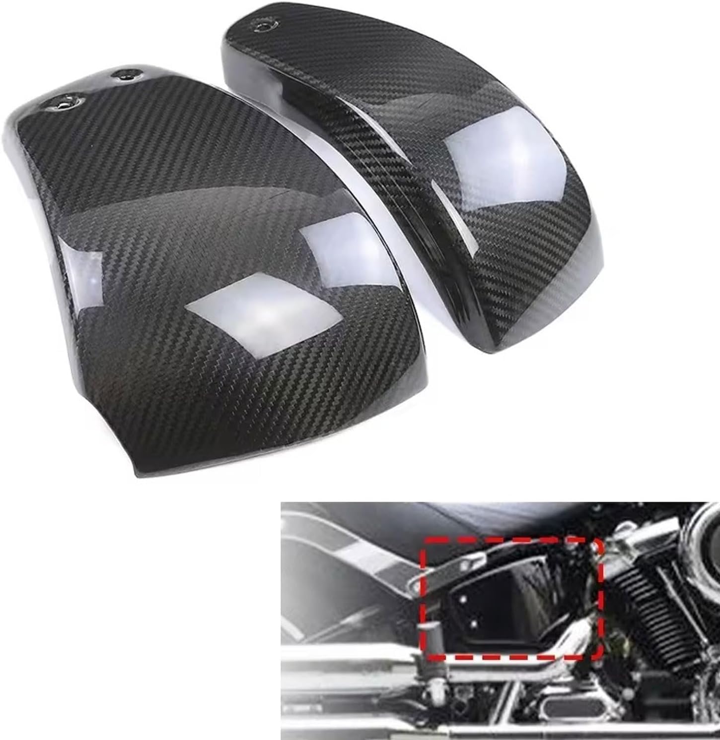 Motorcycle Battery Side Covers Carbon Fiber Side Panels Protection Left & Right Fit for 2018-2024 Harley M8 Softail Street Bob FXBB Heritage FLHC Deluxe FLDE Standard FXST Low Rider FXLR