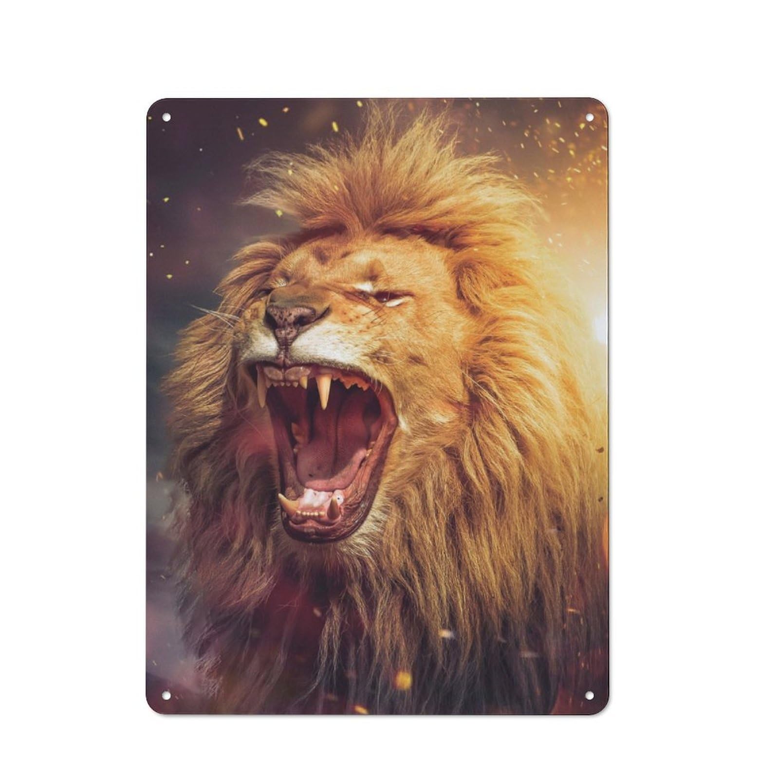 Industrial Lion Power Retro Metal Sign 40x30cm, Shed Wall Plaque for Garage, Workshop, Shed Or Utility Room