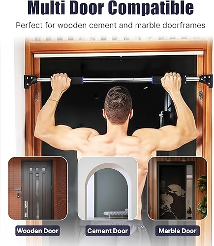 Miniatura 5 de Barra de dominadas para barra de barbilla de puerta, sin tornillos, ancho del marco de la puerta, ajustable, 28.3-38.2 in (28-38 pulgadas),